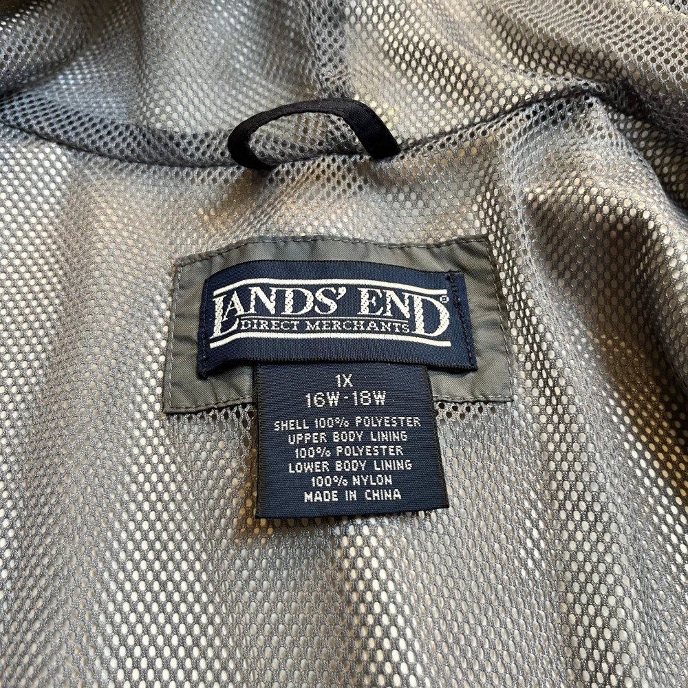 Land's End Goretex Black Hooded Rain Jacket Coat Womens Size XL - Picture 2 of 13